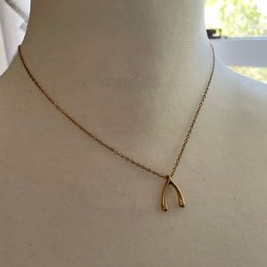 Gold wishbone necklace